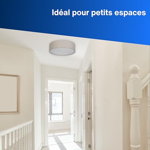 REV Plafonnier - Plafonnier rond de 30 cm avec abat-jour en tissu au look vintage - idéal pour la chambre à coucher et le salon, brun-argenté – vue 8