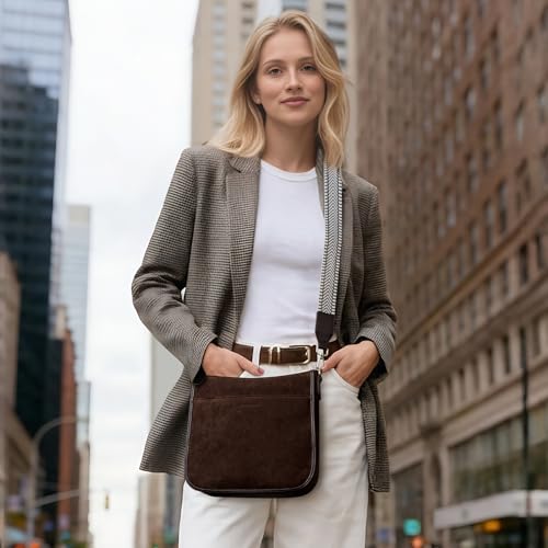 Image of BOSTANTEN Crossbody Bags for Women Trendy Vegan Leather Hobo Purses Shoulder Handbags Wide Shoulder Strap