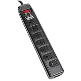 Tripp Lite 7 Right Angle Outlet Surge Protector Power Strip, 6ft. Cord, Right Angle Plug, 1440 Joules, Tel/Modem Protection, Safety Covers, 50K Insurance & (TLP706TELC)