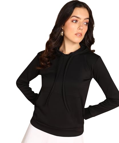 Image of POPWINGS Casual Solid Hooded Pocket Sweatshirt for Women || Women Sweatshirts Casual Wear ||Stylish Western Winter Wear Sweatshirts for Women
