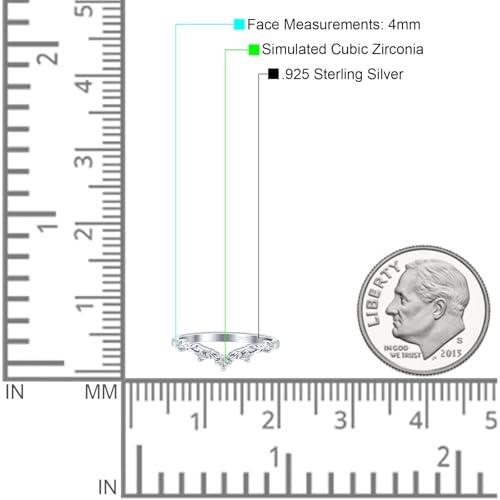 OMRANII Minimalist 4mm Curved Contour Chevron Ring Cubic Zirconia Leaf Design Classic Style Rings Statement Wedding Bands For Women 925 Sterling Silver Gift For Her4