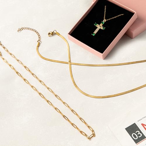 JZZ Gold Layered Cross Necklaces for Women, Dainty Stackable 14K Gold Plated Chain Set with Cross Pendant, Faith Jewelry Gift for Her - image 6