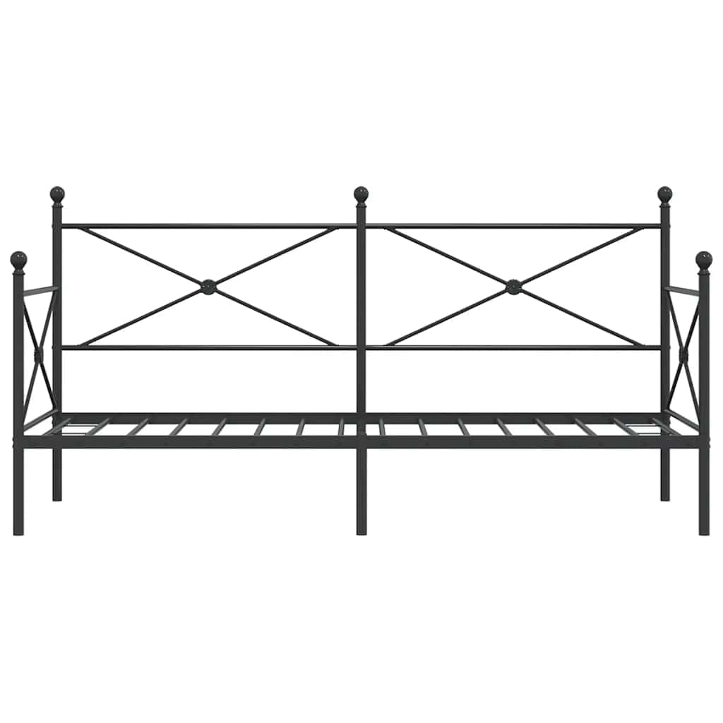 Cama de día sin colchón, color negro, 80 x 200 cm, marco de acero estable, para dormitorio, mueble moderno con espacio de almacenamiento