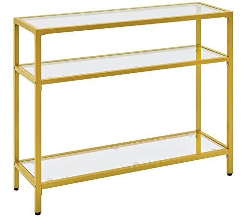 Yaheetech Konsolentisch Flurtisch mit 2 Ablagen Eingangtisch Hartglas...