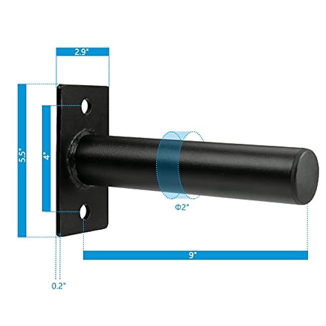 Wall Mounted Weight Plate Holder, Fit 2inch Olympic Weight Plates, with Protective Rubber Pad, Max Weight Capacity 300 lb, Mounting Hardware Included