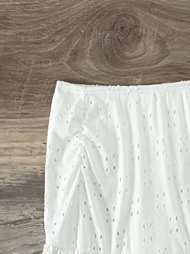 SweatyRocks Women's Swimwear Eyelet Embroidered Ruffle Hem Low Rise Bikini Bottom Skort3