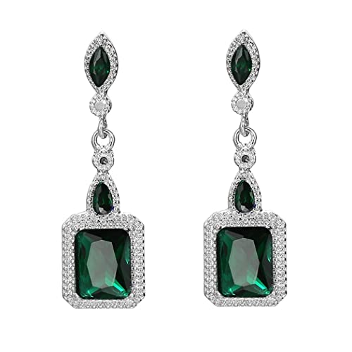 ZESLIV Boucles d'oreilles avec Cristaux Pendante Boucles d'oreilles à dos levier avec zircons Bijoux pour femmes et filles Cover