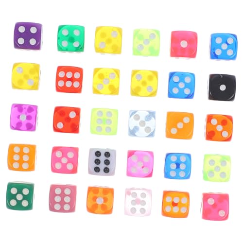 KONTONTY 30 Piezas Dados Transparentes de Resina de Caras Dados de Colores Mixtos para Mesa para Fiesta de Resistentes y Duraderos