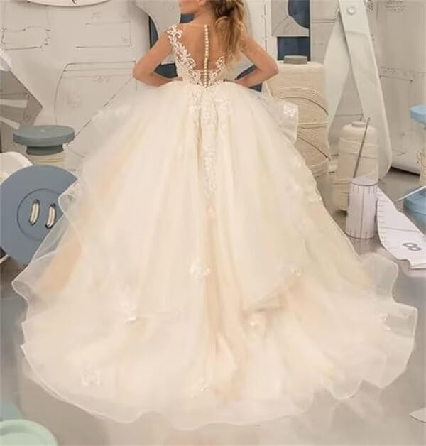 Flower Girl Dresses for Wedding Ruffled First Communion Dress Tulle Pageant Dress for Girls3