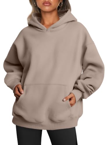 Trendy Queen Womens Hoodies Oversized Sweatshirt Fall Outfits Coffee Grey M