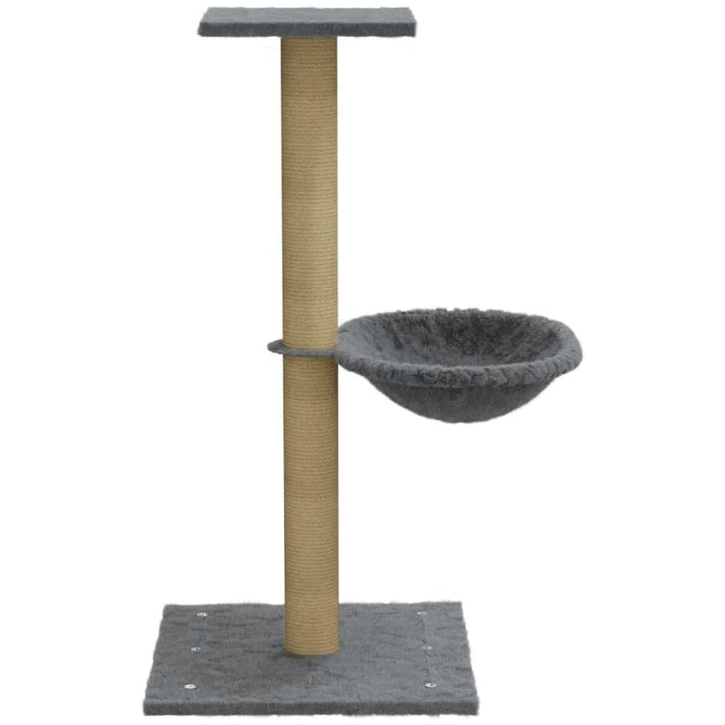 Árbol rascador con cueva y hamaca, 74 cm | Torre de escalada compacta para el salón con un acogedor hueco para tumbarse y una robusta placa de suelo de madera.