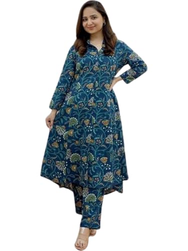 Image of GRECIILOOKS Kurta Sets women stylish | Kurta's Set | Woman Ethnic Co-Ord Set | Women's Straight Printed Kurta with Pant | Festive Indian Traditional Outfit Dress for Functions & Puja | 3 /4 Half Sleeve