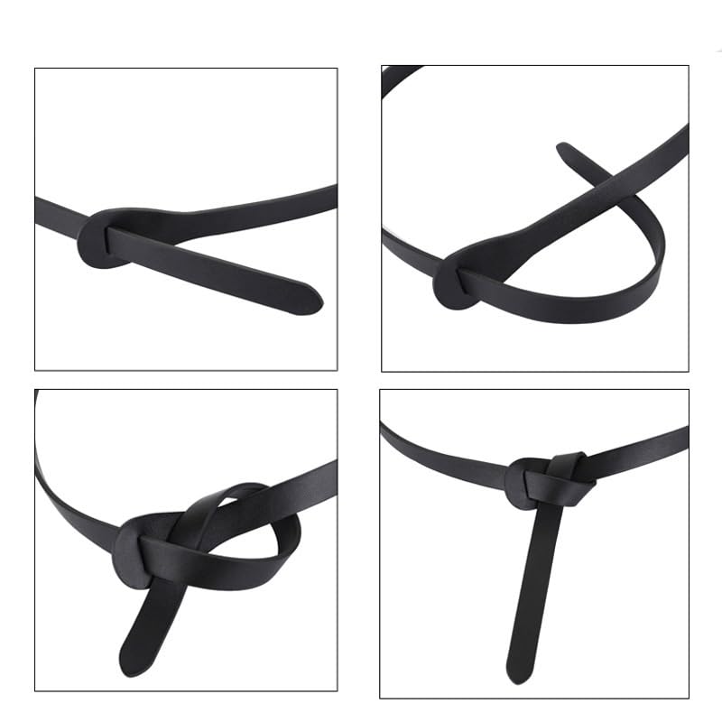 Thin Waistband Women's Decorative Cowhide Paired with A Suit Dress Waist Tied and Knotted Small Belt4