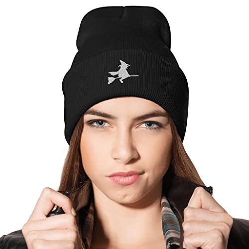 Image of Embroidery Goth Beanie Knit Hats for Men & Women, Embroidery Winter Hats Skull Cap