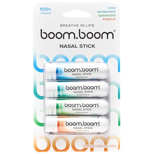 boomboom nasal stick  vapor flow technology  cool refreshing sensation  natural mood boost  simple ingredients  essential oils  menthol inhaler mint wintermint tropical spearmint