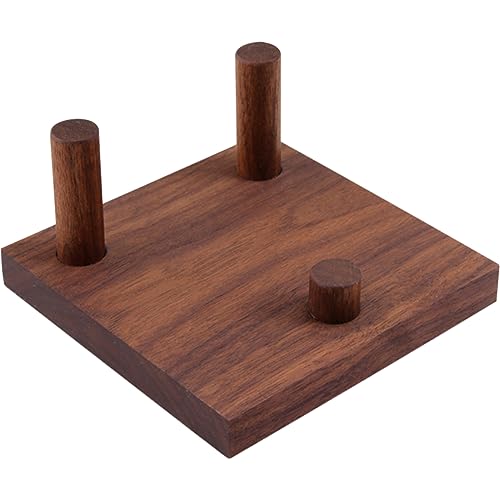 WAYUTO Walnut Crystal Display Stand Three-Peg Display Easel Stands for Fossil Coral Geodes Rock Mineral Agate