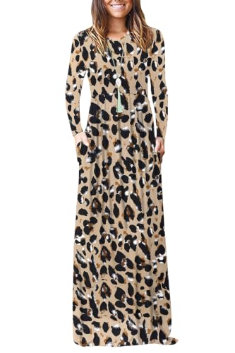 Image of AUSELILY Women's Classic Long Sleeve Dress Loose Plain Long Casual Maxi Dresses with Pockets 2026