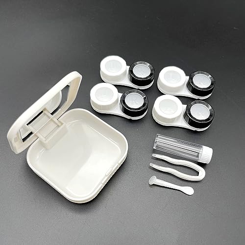 JZK 4X Contact Lens case with Transparent Cap, and 1x Contact Lens Holder case Box with Mirror, Solution Bottle - Image 2
