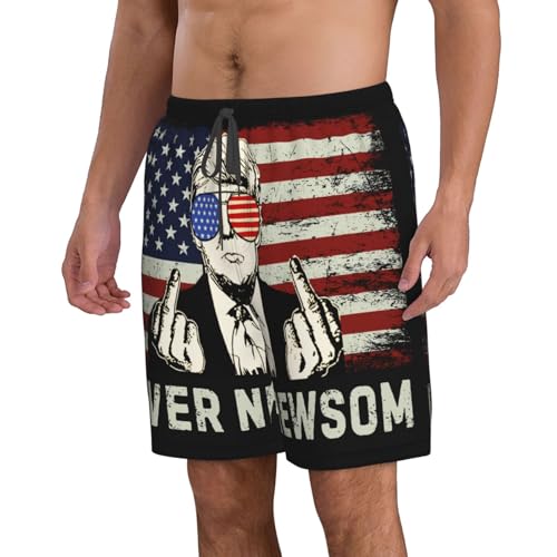 Never Newsom Swimtrunk Anti Gavin Newsom 2028 Presidential Men's Beachshorts3