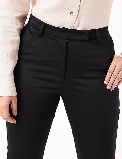 Image of Marks & Spencer Womens Solid Mid Rise Slim Fit Trouser