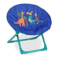 Relaxdays Moon Chair Kids, Foldable Indoor & Outdoor Camping Seat for Boys and Girls, Dino, HxWxD 47 x 50 x 48 cm, Blue