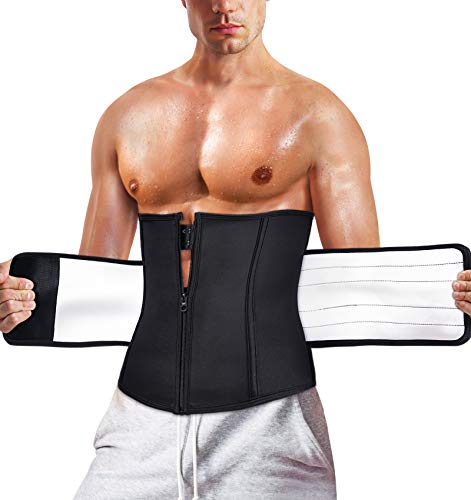MOLUTAN Waist Trainer Trimmer for Men Sauna Sweat Belt Neoprene-Free Waist Cincher Slimming Workout Shaper (Black, Small)