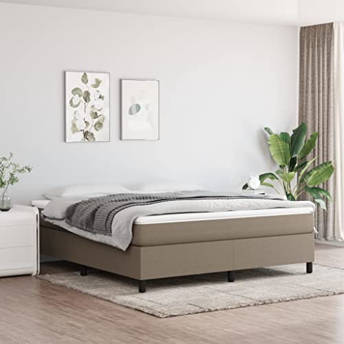 Gecheer Lit complet avec matelas, lit Box Spring avec matelas, mobilier maison, chambre, salon Tissu gris taupe 180 x 200 cm ; Style 1