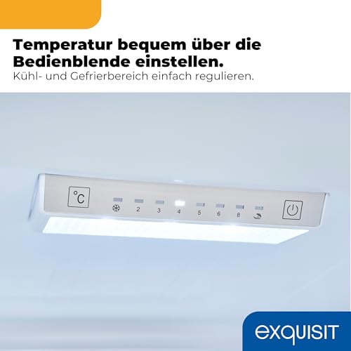 Exquisit Kühl-Gefrierkombination | 304 l Gesamtvolumen | Energieeffizienzklasse A | 35 dB | Schnellgefrieren | LED-Innenbeleuchtung | freistehend | Gefrierfach 97 l | KGC320-100-NF-010A inoxlook