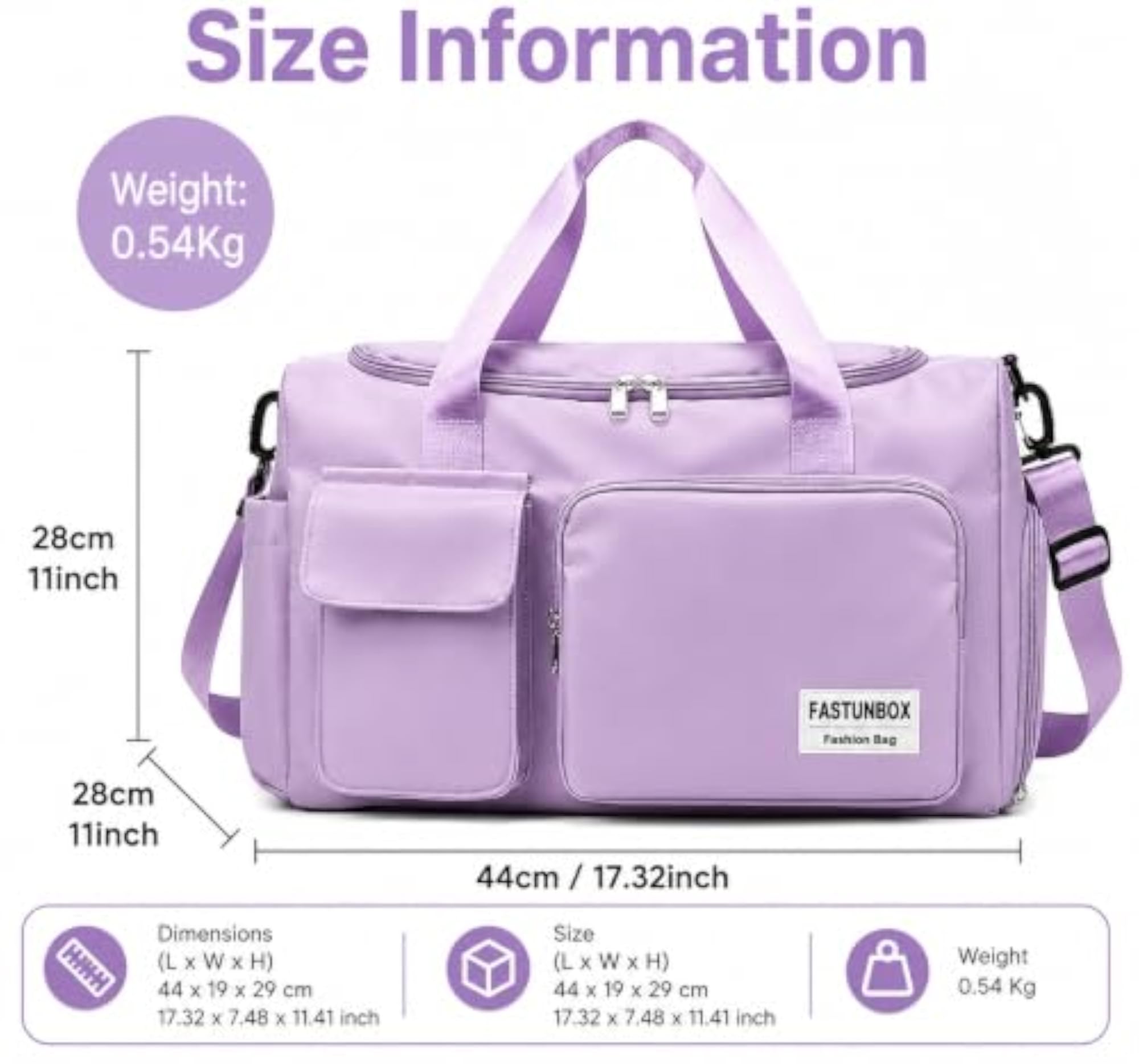 Travel Duffle Bag with Shoe Compartment & Wet Pocket, Large Capacity