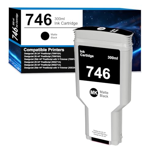 746 Cartucho de Tinta 300 ml para Cartuchos de Tinta HP 746 P2V83A Negro Mate Compatible para HP DesignJet Z6+ & Z9+ Large Format Impresora(1x Matte Black)