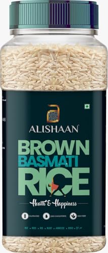 Alishaan Brown Basmati Rice Indian Long Grain Whole Grain 1 Kg Gluten Free High Fibre Zero Cholesterol