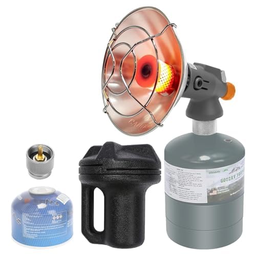 Uniflasy Tent Heater for Camping, 4,300 BTU 2 In 1 Propane and Butane Heater for Camping, Patio, Hiking, Fishing, Fast Heating, Gas Saving, Light Weight, Safe Heat for Winter, Ignition Assist