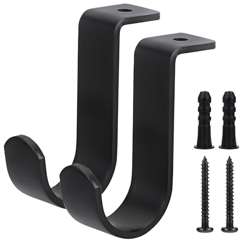 Sumnacon 2Pcs Ceiling Mount Curtain Rod Brackets,Metal Single Curtain Rod Hanging Brackets for 5/8-1Inch Rod,Heavy Duty Rod Bracket for Living Room Bedroom Curtain Drapery Rod, Black