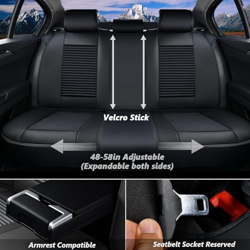 Image of Coverado Car Seat Covers Full Set, Leather Seat Covers for Cars, Waterproof Front and Rear Automotive Seat Cover Car Accessories Universal Fit for Most Cars SUV Trucks(Black)