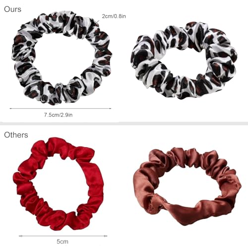 Image of Silk Hair Ties Satin Scrunchies - Small Mini Scrunchy for Women Thick Hair Accessories Cute Soft No Slip Hair Elastics Ponytail Holder for Curly Hair No Damage Hairties Gift for Girls