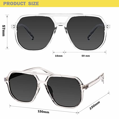 Image of mosanana Oversized Aviator Sunglasses for Women with Polarized Lens MS52243 | Geometric Big Frame, Designed for Daily Outfits, Travel and Fashion Looks