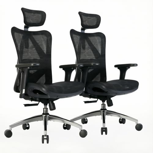 Image of SIHOO M57 Ergonomic Mesh Office Chair, High Back Home Desk Chair with 3D Armrests, Lumbar Support and Adjustable Headrest, Comfortable Computer Chair, Office Chair Hold 330 LBS-2 Packs-Black