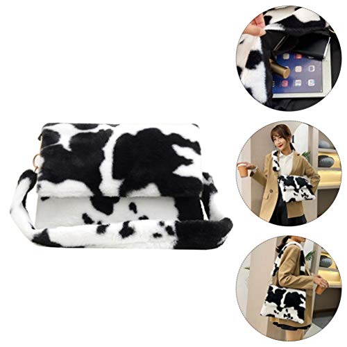 ABOOFAN Bolsa de Ombro de Pelúcia Feminina Bolsa de Ombro de Falsa Com Estampa de Vaca Retrô Crossbo