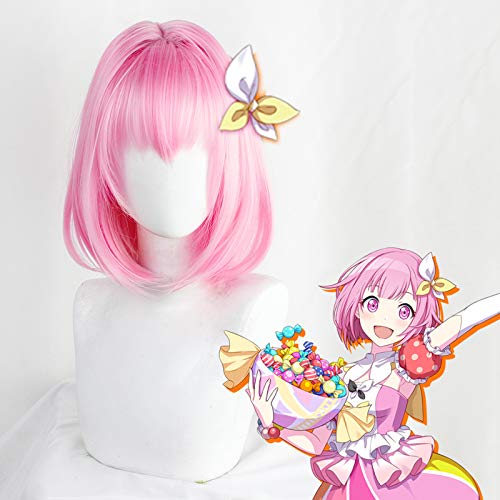 Short Bob Pink Straight Synthetic Hair Anime Halloween Carnival Comic Exhibition Cosplay Hair Natural COS Ombre Wigs