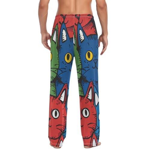 Men's Pajama Pants Comic Cats Colorful Sleep Pajama Lounge Pant with Pockets, Elastic Waistband2