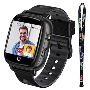 TotsyFun 4G Reloj Inteligente Niño con Vídeo y Llamadas, Smartwatch Niños con IP68 Resistente al Agua, SOS, GPS, WiFi, Podómetro, Modo Escuela para Niños y Niñas de 5 a 14 Años Regalo (Negro)