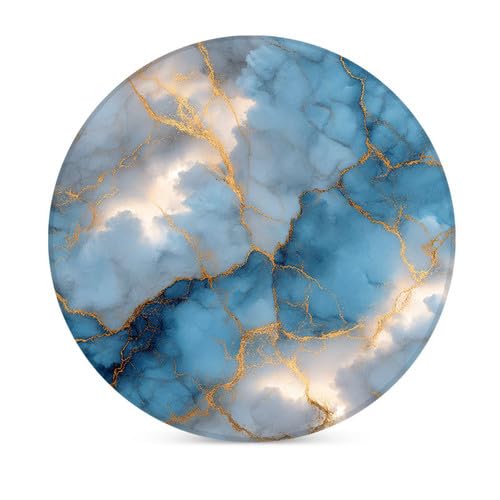 Horienteeon Blue Marble Coasters Modern Decorations Set of 6 Round Absorbent Ceramic Coasters 10cm Tabletop Protection Mat for Mugs and Cups Office Kitchen Housewarming Gifts