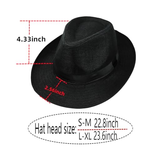 Image of Giroir Wide Brim Panama Fedora Hat for Men (US, Alpha, Large, X-Large, Black)