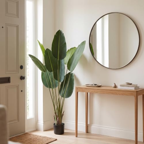 Image of Dekorly Fake Plants Artificial Floor Plants Large Tropical Palm Tree Tall Monstera in Pot for Indoor Outdoor Home. (5FT Banana Tree Plant, Pack of 1)