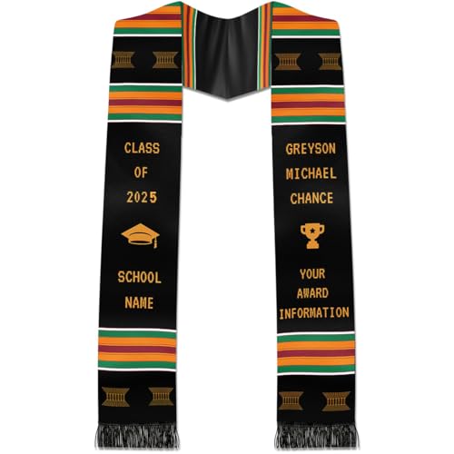 Aokizkdzsw Graduation Stole Customize Black Girl Magic Kente Graduation Stole 2025, Custom Mexico Graduation Sash Class of 2025