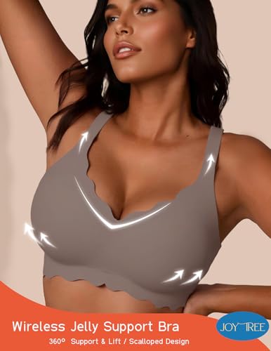 Image of JOYTREE Silky Bras for Women No Underwire V Neck Bralettes for Women Cloud Feel Everyday T Shirt Bra with Extender