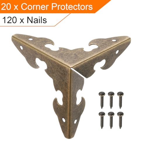 Image of uxcell 30 x 30 x 30mm Metal Box Corner Protectors Edge Guard Bronze Tone 20pcs