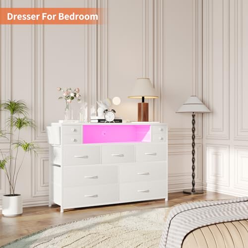 TV Stand with Power Outlets and LED Lights for 55 TV