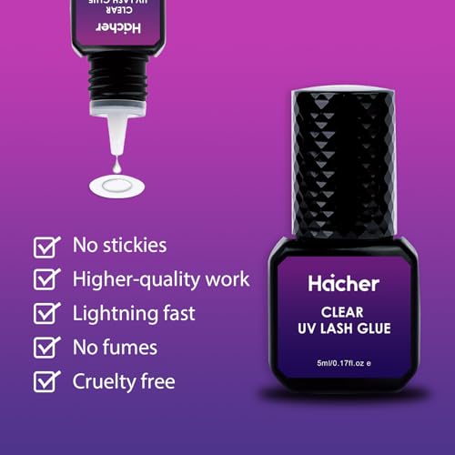 HAICHER Cola Uv para Cílios para Extensões de Cílios, Cura de 1 A 2 Segundos, Tempo de Secagem, Rete