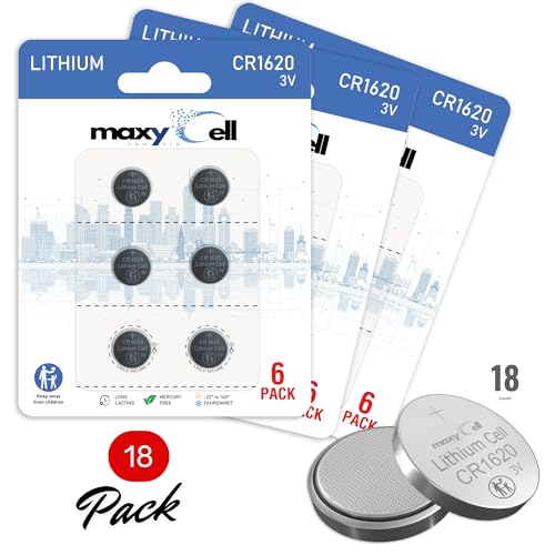 Image of CR1620 Lithium Coin Cell Battery 3V High-Capacity Long-Lasting Reliable Power for Watches, Key Fobs, Toys, Calculators, Medical Devices, Thermometers, Leak-Proof DL1620 ECR1620 (18 Pack)